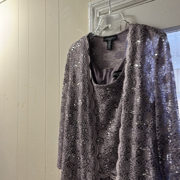 Champagne Lace 2 piece suit with sequins accents - Picture 2 of 3